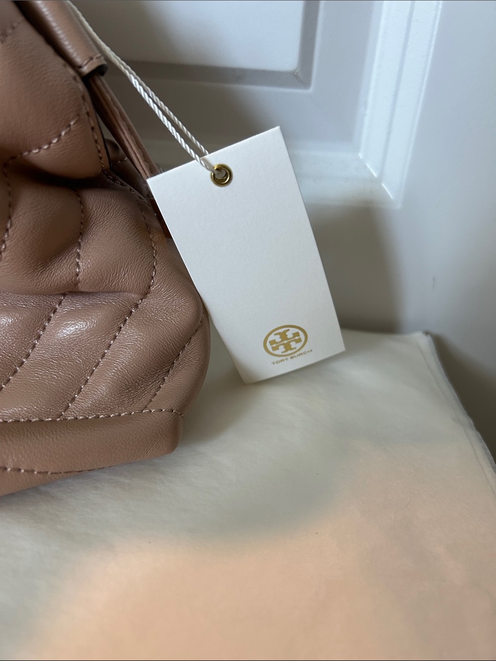 Tory Burch Quilted Drawstring Shoulder Bag/ Crossbody in Nude - Picture 7 of 7